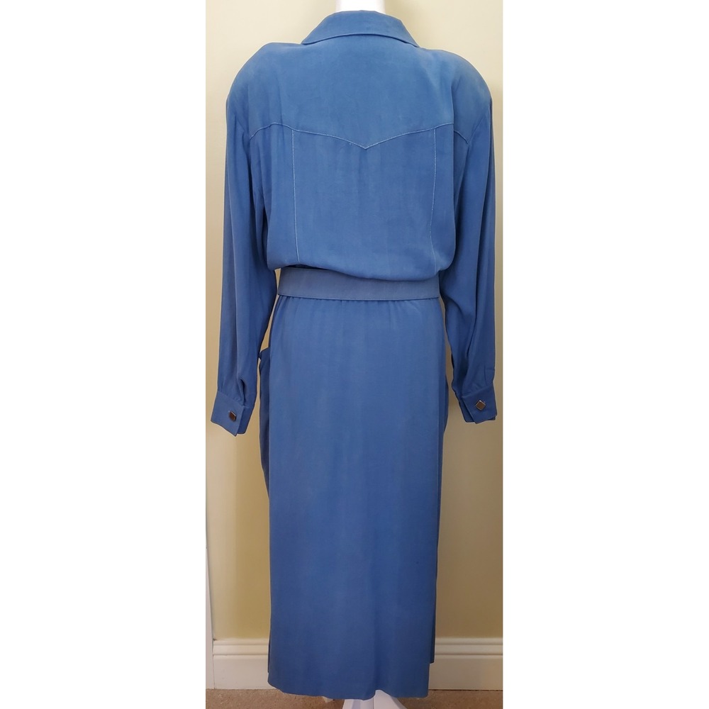 Vintage Dennis Goldsmith Long Sleeve Belted Shirt Dress‎ Western Coastal Cowgirl - Picture 3 of 10